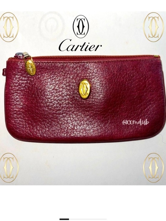 Cartier Handbags - Cartier Les Must De Cartier Bordeaux Leather Zipper Pouch Clutch Pochette